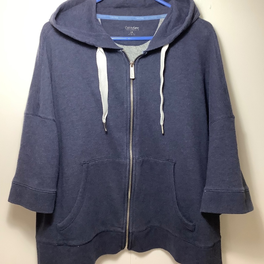 Calvin Klein 3/4 sleeve hoodie. Navy. Large oversized fit.